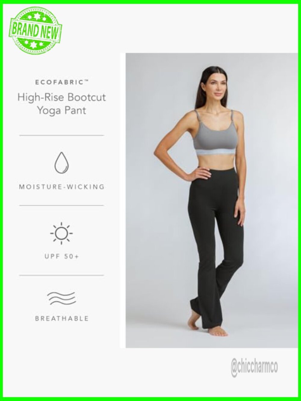 High Waisted Bootcut Yoga Pants, Ecofabric, Athletic Leggings, Comfy Fit - Picture 4 of 7